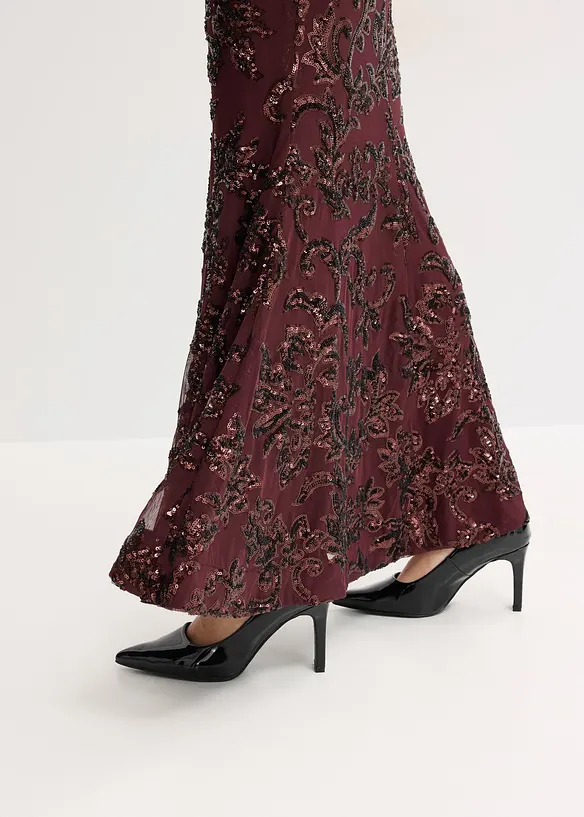 Pajetkové šaty s výstřihem na zádech, bonprix