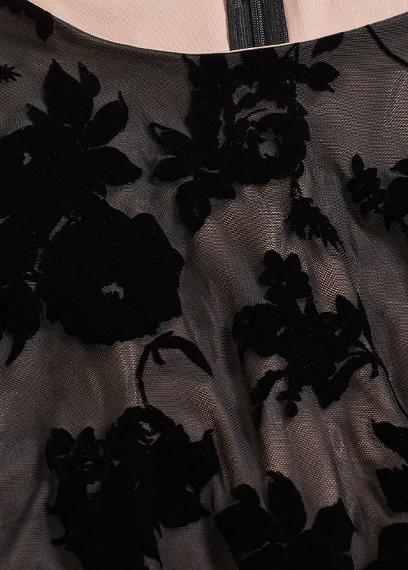 Minišaty z jemné síťoviny s flockovým potiskem, bonprix