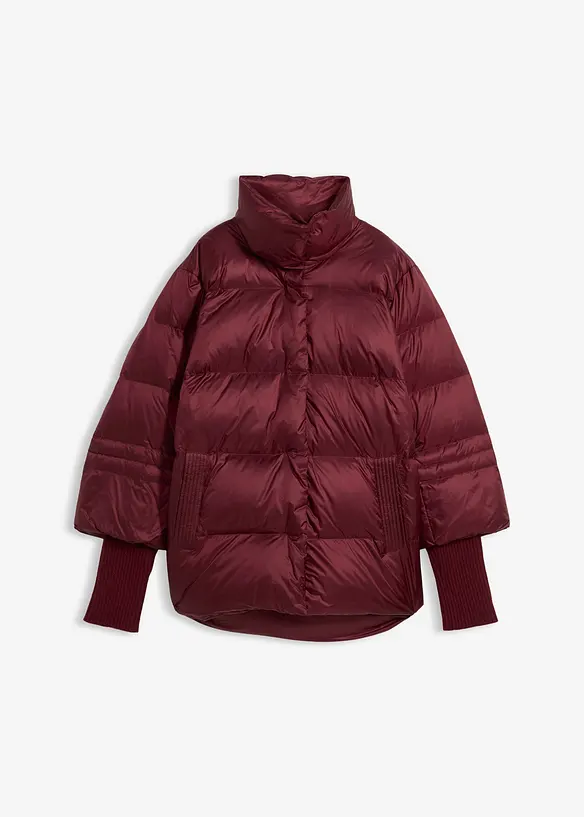 Péřová bunda s recyklovaným prachovým peřím a pletenými rukávy, bonprix