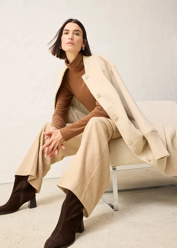 Rolákové tričko s podílem vlny, bonprix