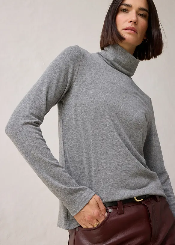 Rolákové tričko s podílem vlny, bonprix