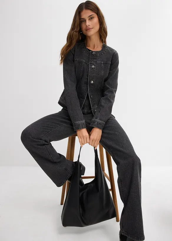 Džínová bunda se štrasovými kamínky, bonprix