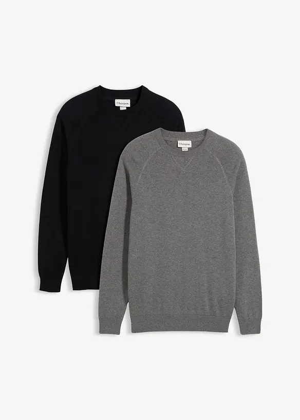 Svetr z jemné pleteniny z čisté bavlny (2 ks v balení), bonprix