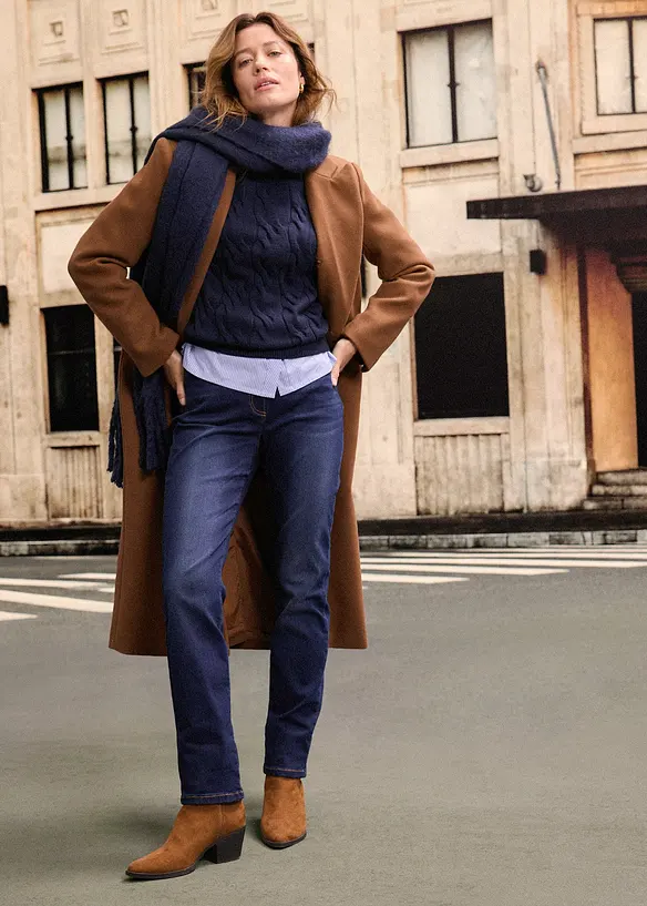 Termo džíny s pohodlnou pasovkou, Straight, Mid Waist, bonprix