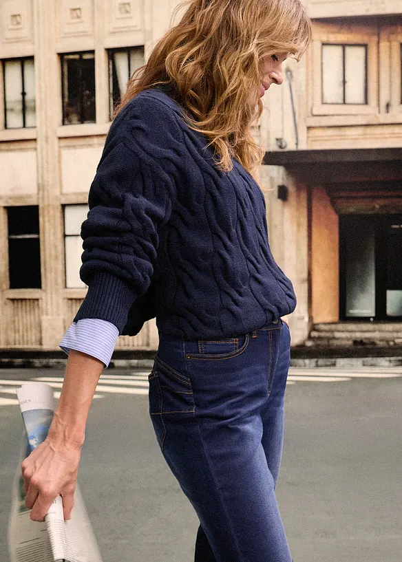 Termo džíny s pohodlnou pasovkou, Straight, Mid Waist, bonprix