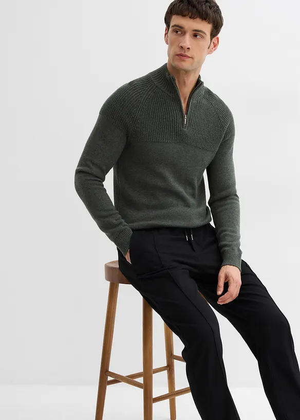 Kalhoty ve vlněném vzhledu, s pohodlnou pasovkou, Regular Fit, bonprix