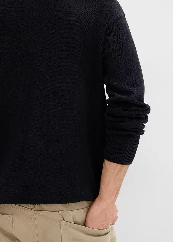 Svetr s kulat&yacute;m v&yacute;střihem, z měkk&eacute; bavlněn&eacute; směsi, Loose Fit, bonprix