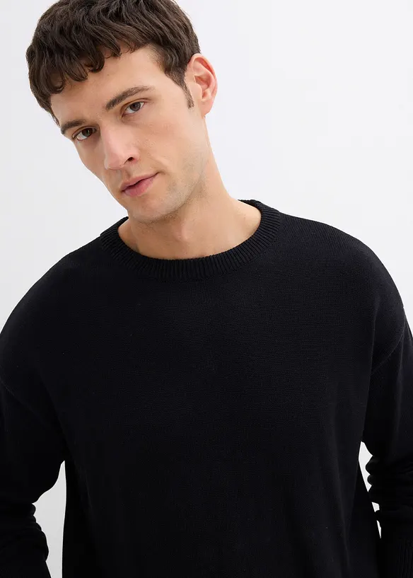 Svetr s kulat&yacute;m v&yacute;střihem, z měkk&eacute; bavlněn&eacute; směsi, Loose Fit, bonprix