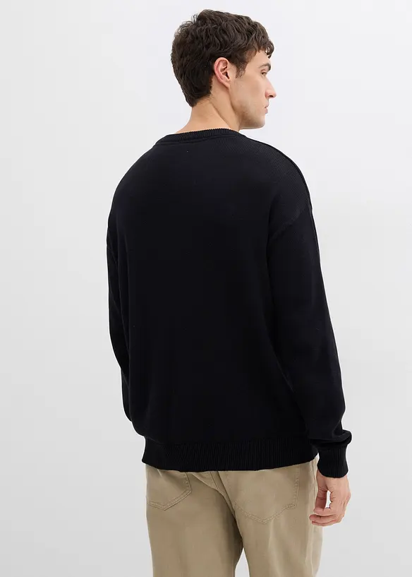 Svetr s kulat&yacute;m v&yacute;střihem, z měkk&eacute; bavlněn&eacute; směsi, Loose Fit, bonprix