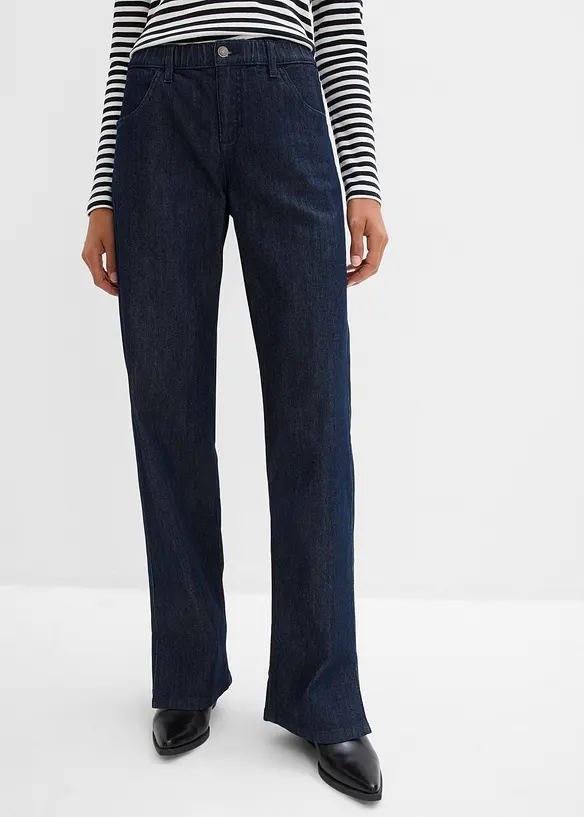 Dž&iacute;ny s pohodln&yacute;m pasem, Wide Leg, High Waist, bonprix