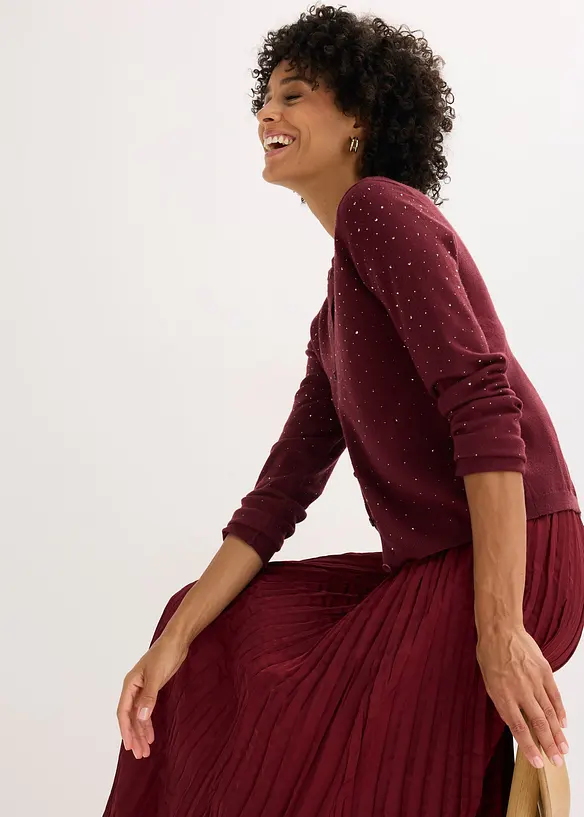 Pletený kabátek se třpytivými kamínky, bonprix