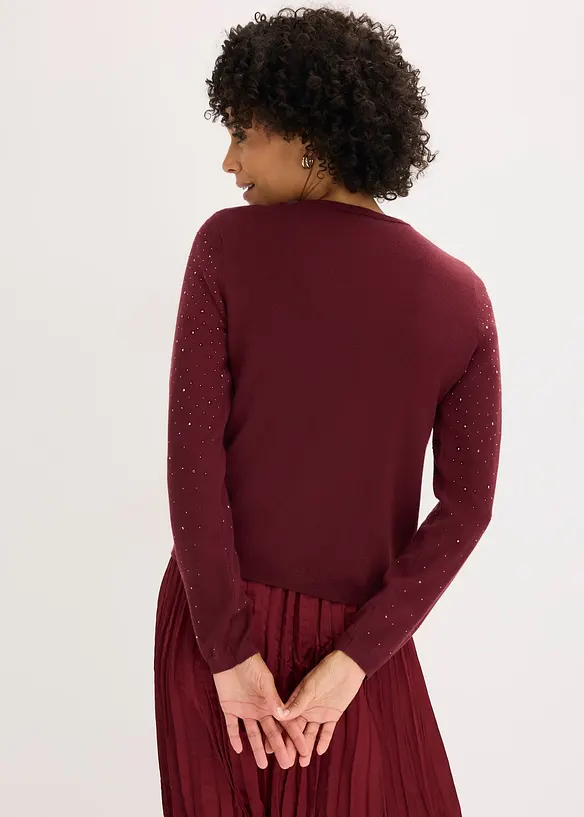 Pletený kabátek se třpytivými kamínky, bonprix