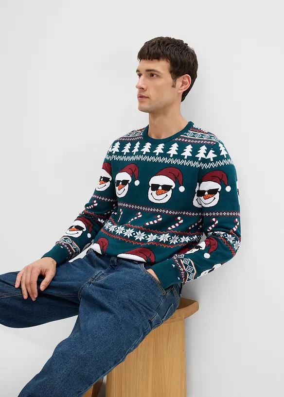 Svetr s norským vzorem a recyklovanou bavlnou, bonprix