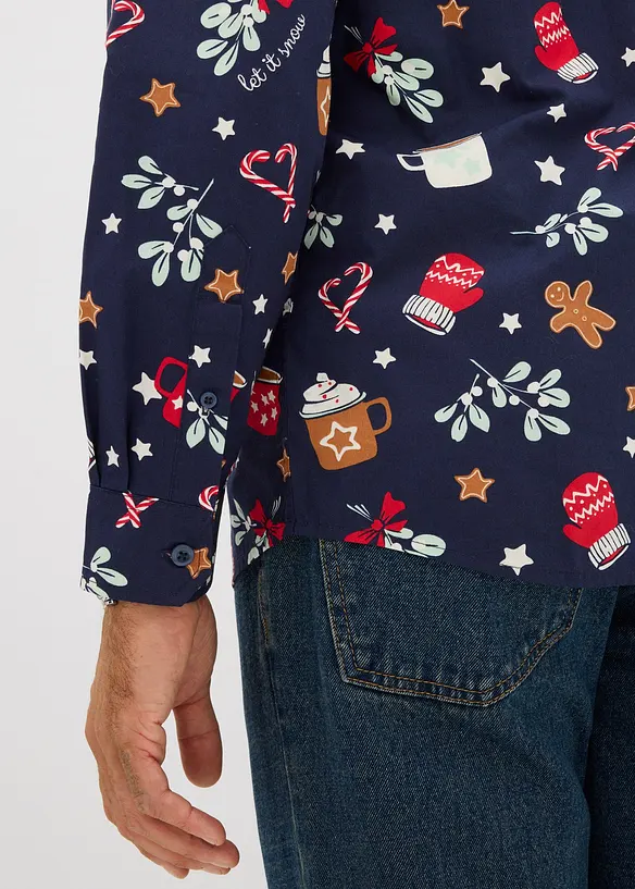 Košile s dlouhým rukávem a vánočním motivem, z čisté bavlny, bonprix