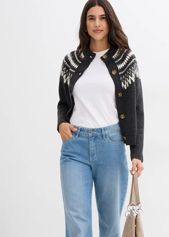 Pletený kabátek s norským vzorem, bonprix