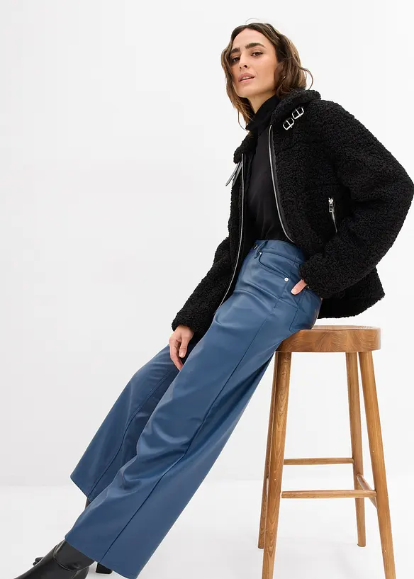 &Scaron;irok&eacute; kalhoty z uměl&eacute; kůže, bonprix