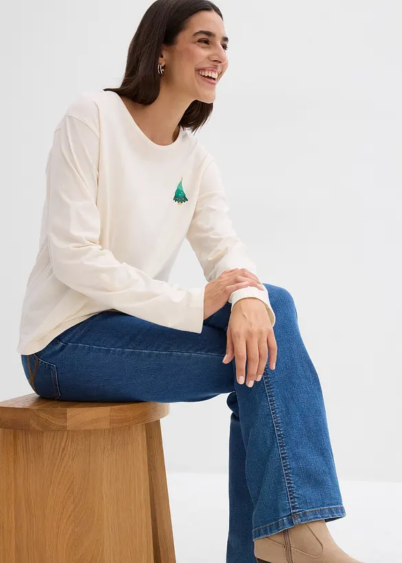 Tričko s dlouh&yacute;m ruk&aacute;vem, z čist&eacute; organick&eacute; bavlny, bonprix