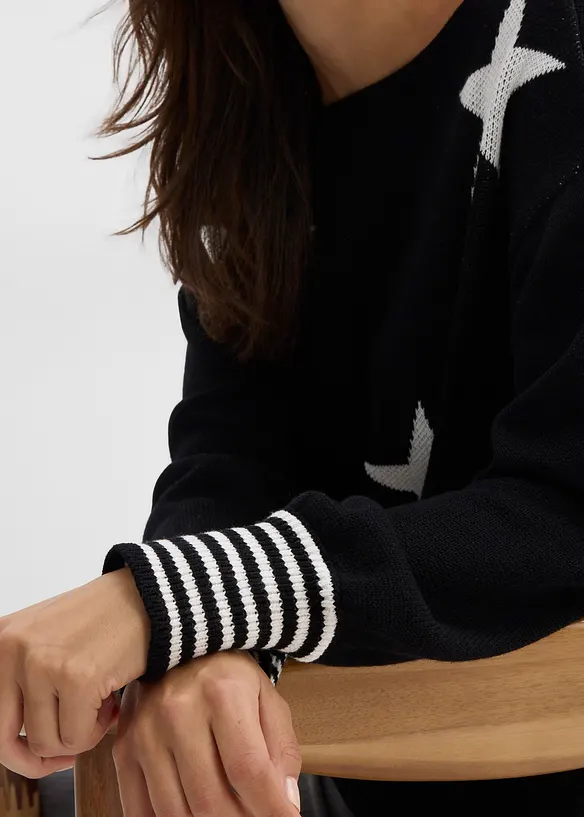 Oversize svetr s natištěnými hvězdami, bonprix