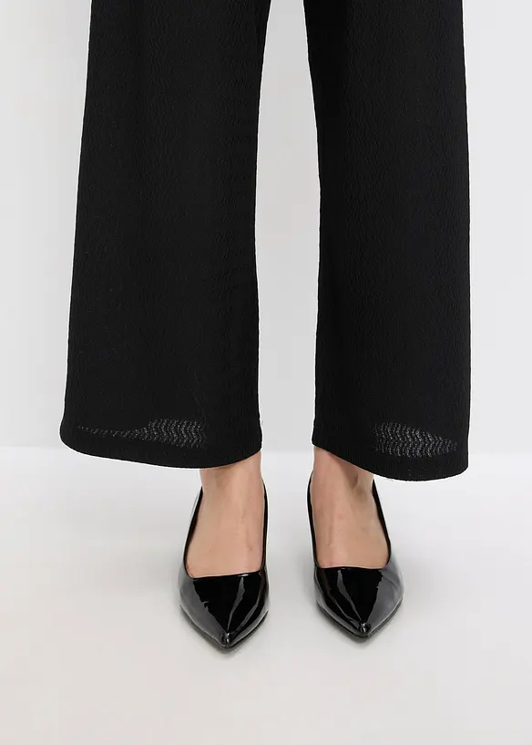 Kalhoty ze strukturovaného žerzeje, s aplikací z perliček, bonprix