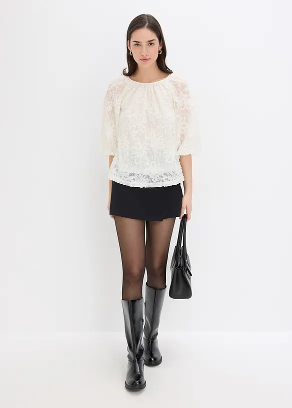 Halenka bez zapínání, se strukturovaným květinovým vzorem, bonprix