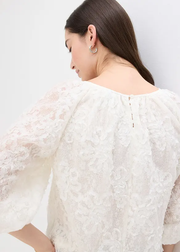 Halenka bez zapínání, se strukturovaným květinovým vzorem, bonprix