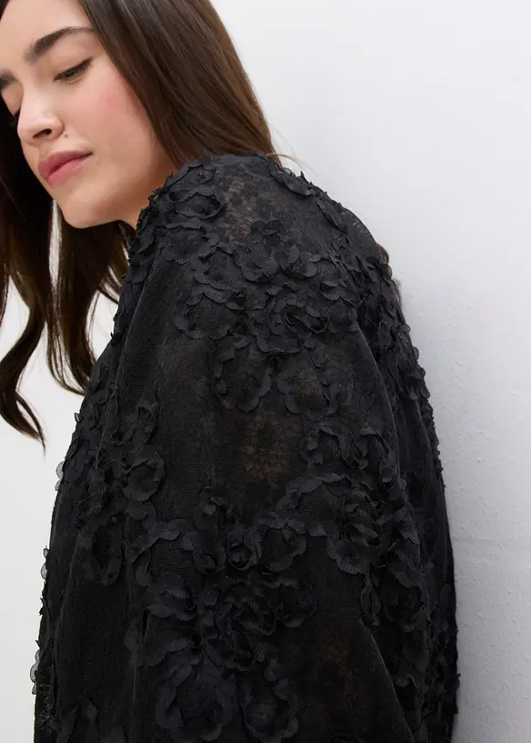 Halenka bez zapínání, se strukturovaným květinovým vzorem, bonprix