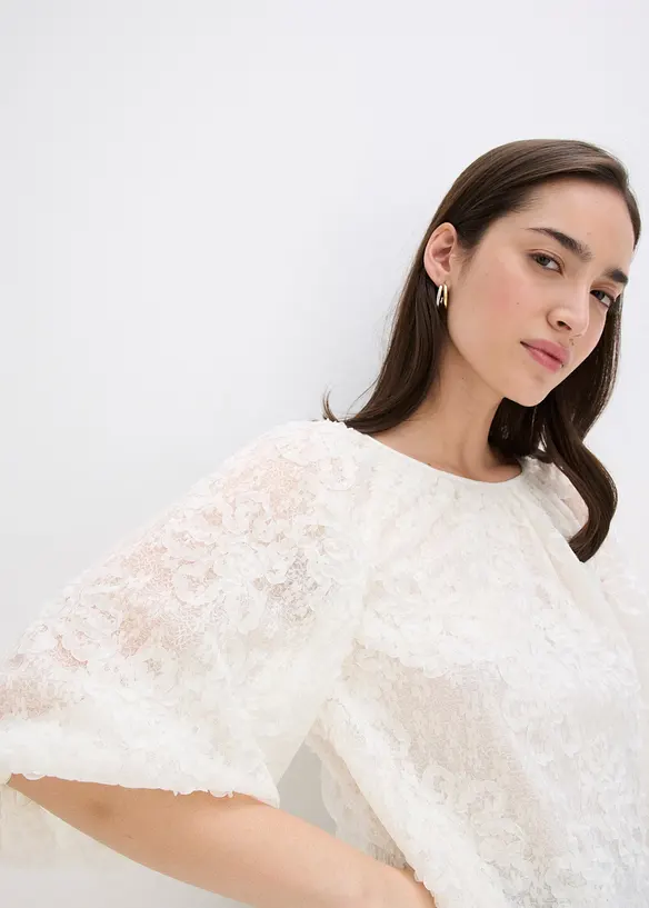 Halenka bez zapínání, se strukturovaným květinovým vzorem, bonprix