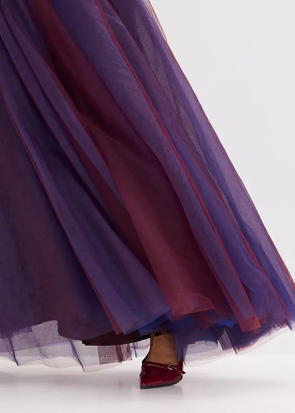 Maxi šaty z jemného tylu, s krajkou, bonprix