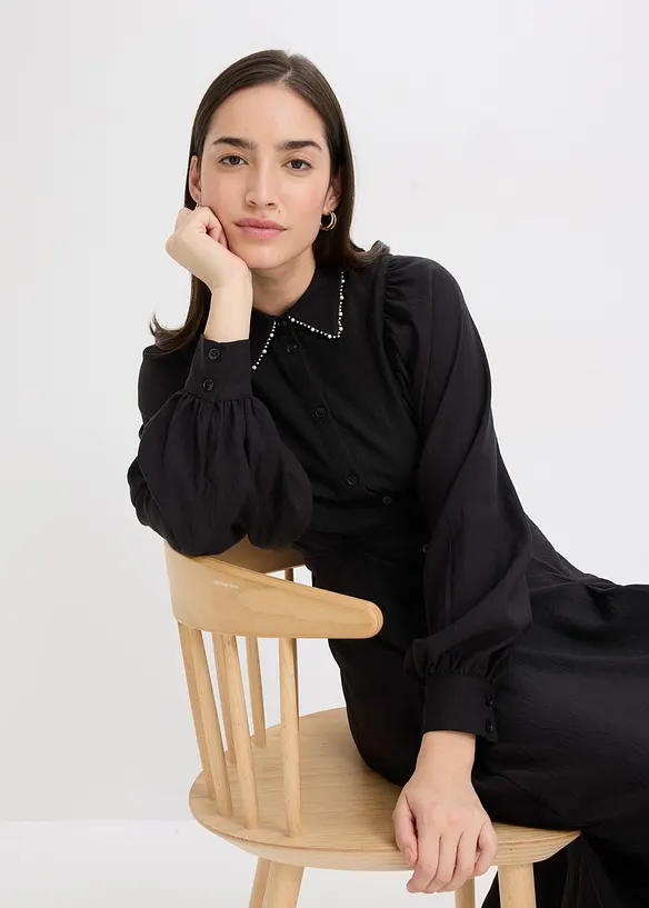 Midi šaty s aplikací z perliček, bonprix