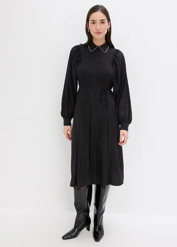 Midi šaty s aplikací z perliček, bonprix