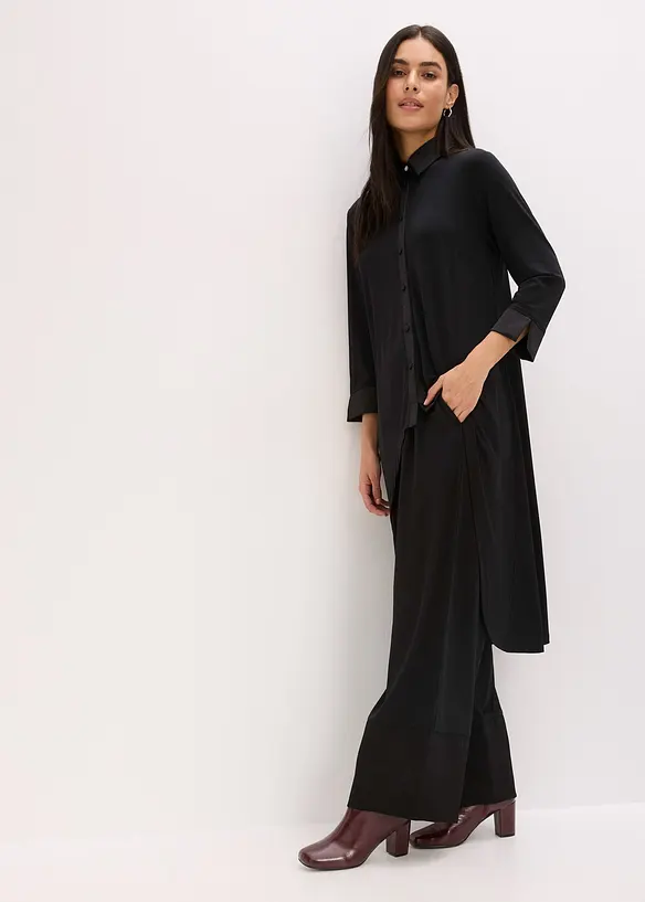 Žerzejová halenka se saténovými aplikacemi, bonprix