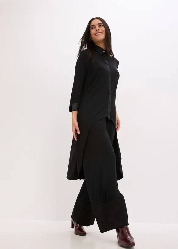 Žerzejová halenka se saténovými aplikacemi, bonprix