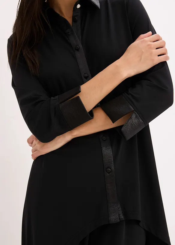 Žerzejová halenka se saténovými aplikacemi, bonprix