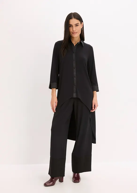 Žerzejová halenka se saténovými aplikacemi, bonprix