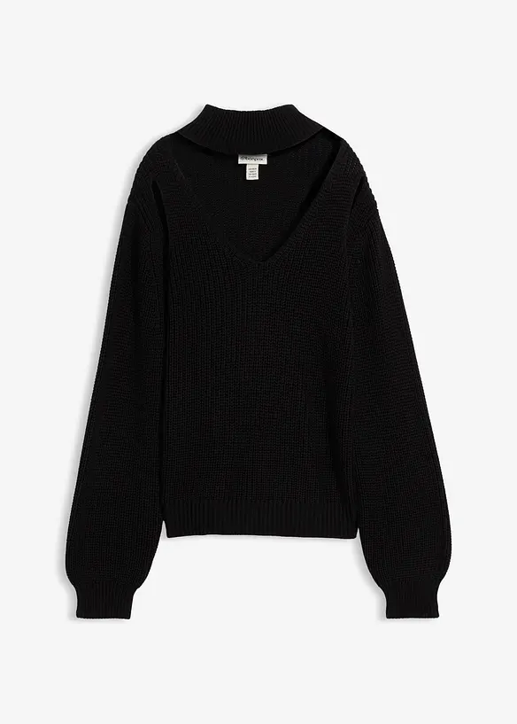 Svetr z hrubé pleteniny s prostřihy, bonprix