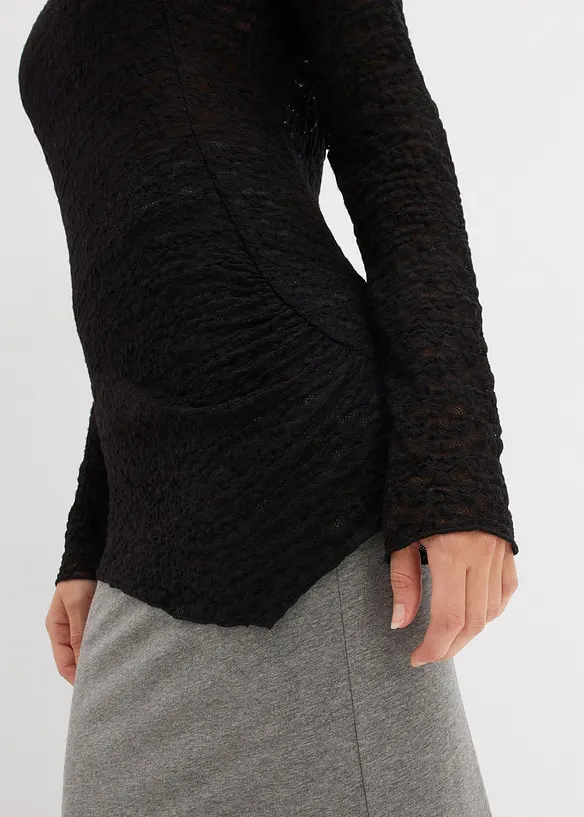 Tričko s dlouhým rukávem, z krajky, bonprix