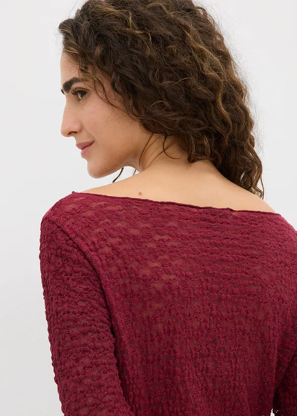 Tričko s dlouhým rukávem, z krajky, bonprix