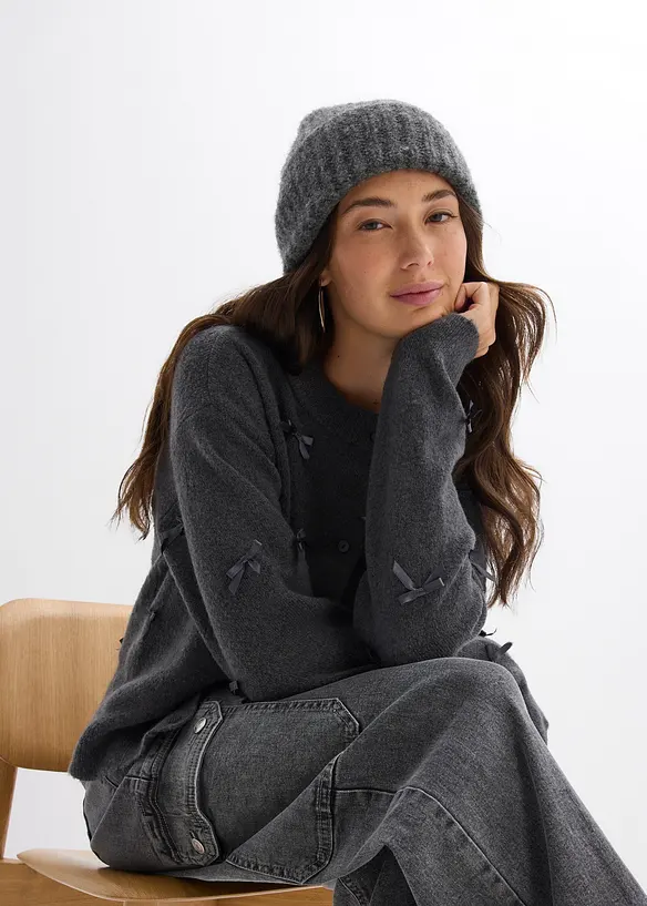 Kabátek z jemné pleteniny s mašličkami, bonprix