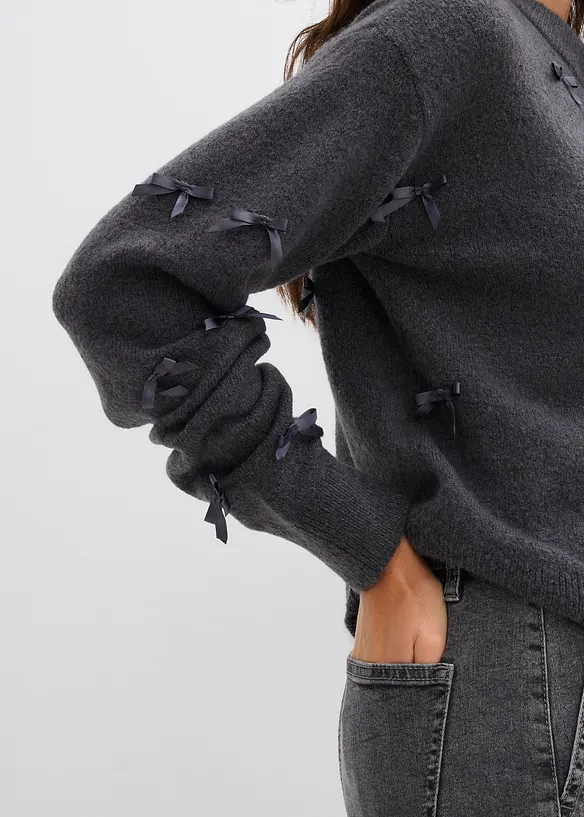 Kabátek z jemné pleteniny s mašličkami, bonprix