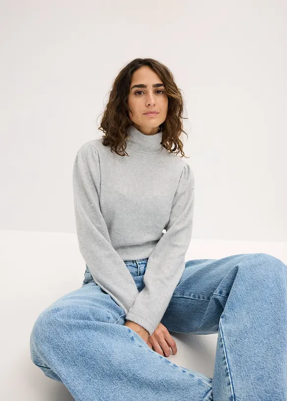 Fl&iacute;sov&eacute; triko ze spl&yacute;vav&eacute; visk&oacute;zov&eacute; směsi, bonprix