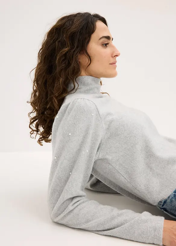 Fl&iacute;sov&eacute; triko ze spl&yacute;vav&eacute; visk&oacute;zov&eacute; směsi, bonprix