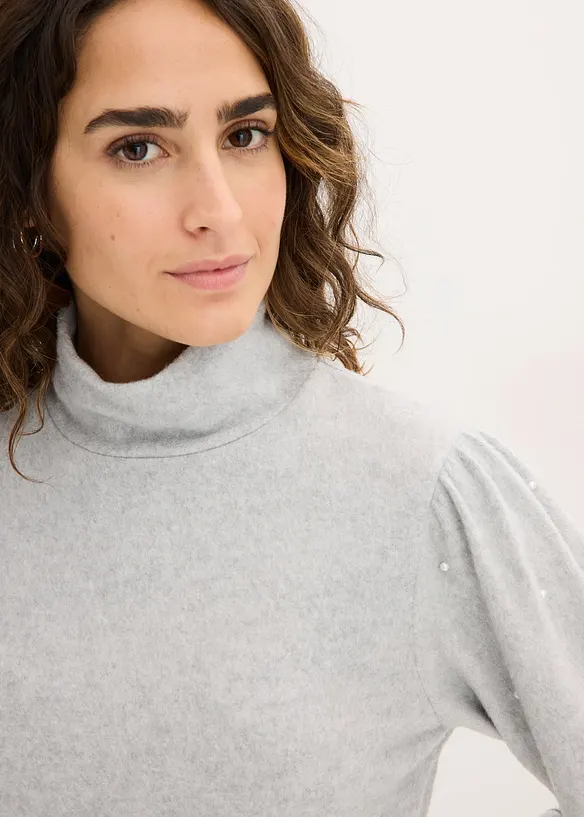 Fl&iacute;sov&eacute; triko ze spl&yacute;vav&eacute; visk&oacute;zov&eacute; směsi, bonprix