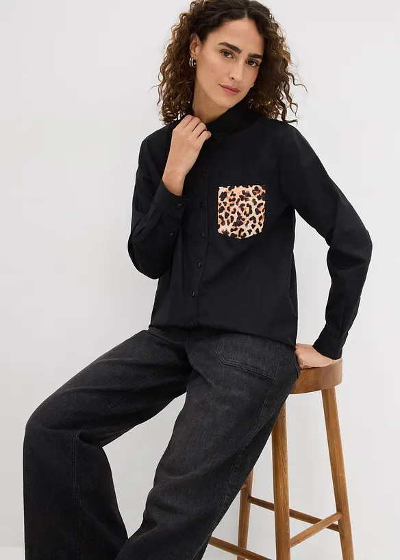 Oversize košile s kontrastní kapsou, bonprix