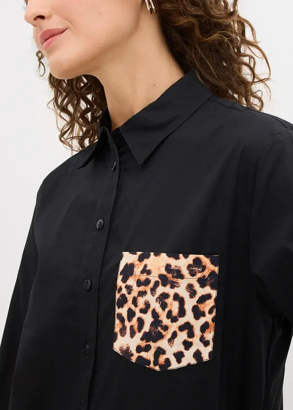 Oversize košile s kontrastní kapsou, bonprix