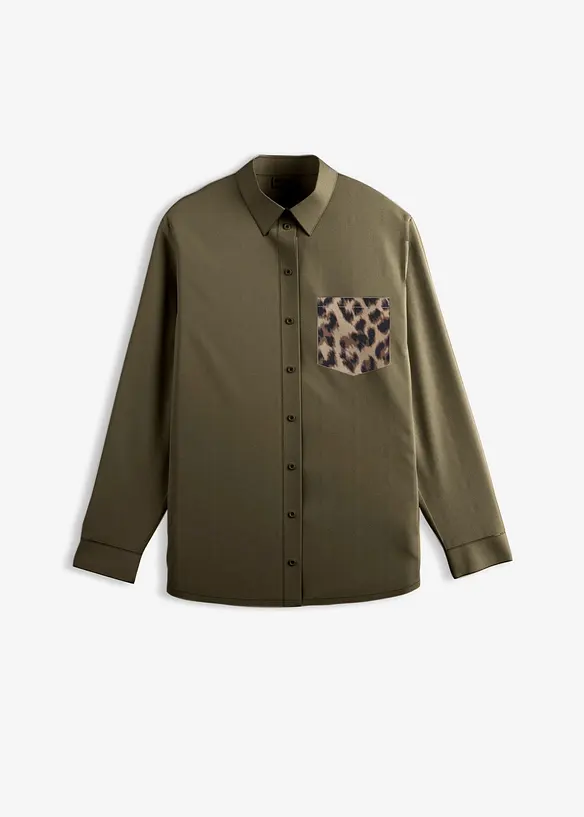 Oversize košile s kontrastní kapsou, bonprix