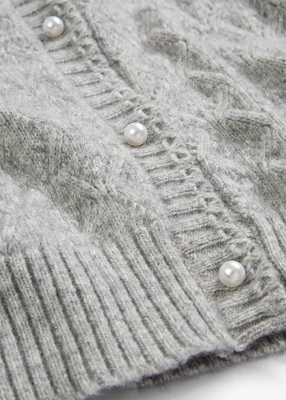 Ažurový pletený kabátek s vlnou, bonprix