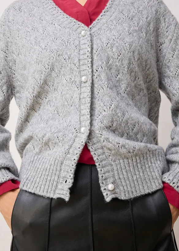 Ažurový pletený kabátek s vlnou, bonprix