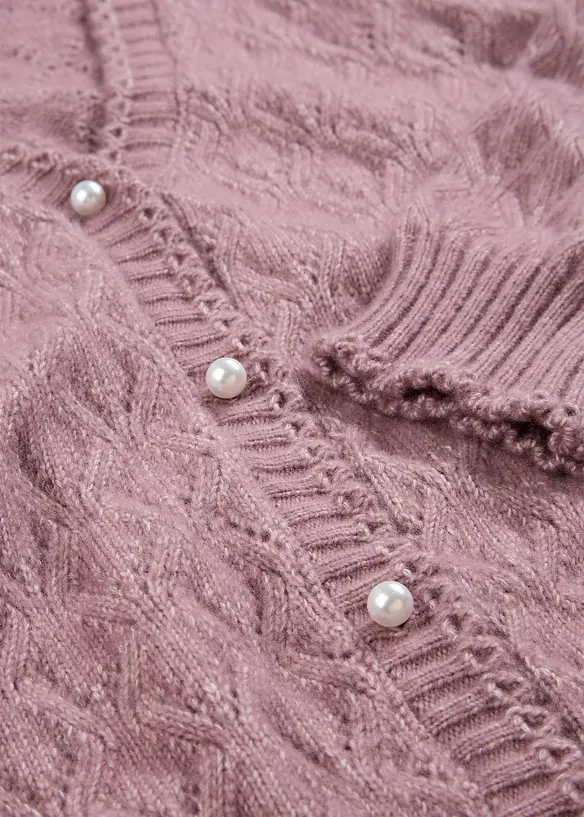 Ažurový pletený kabátek s vlnou, bonprix