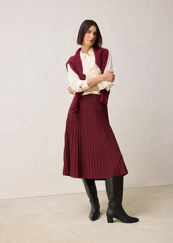 Pletená sukně s vlnou merino, bonprix