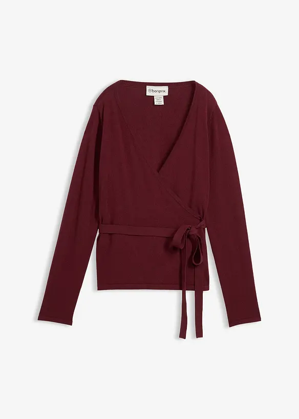 Pletený zavinovací kabátek s vlnou merino, bonprix